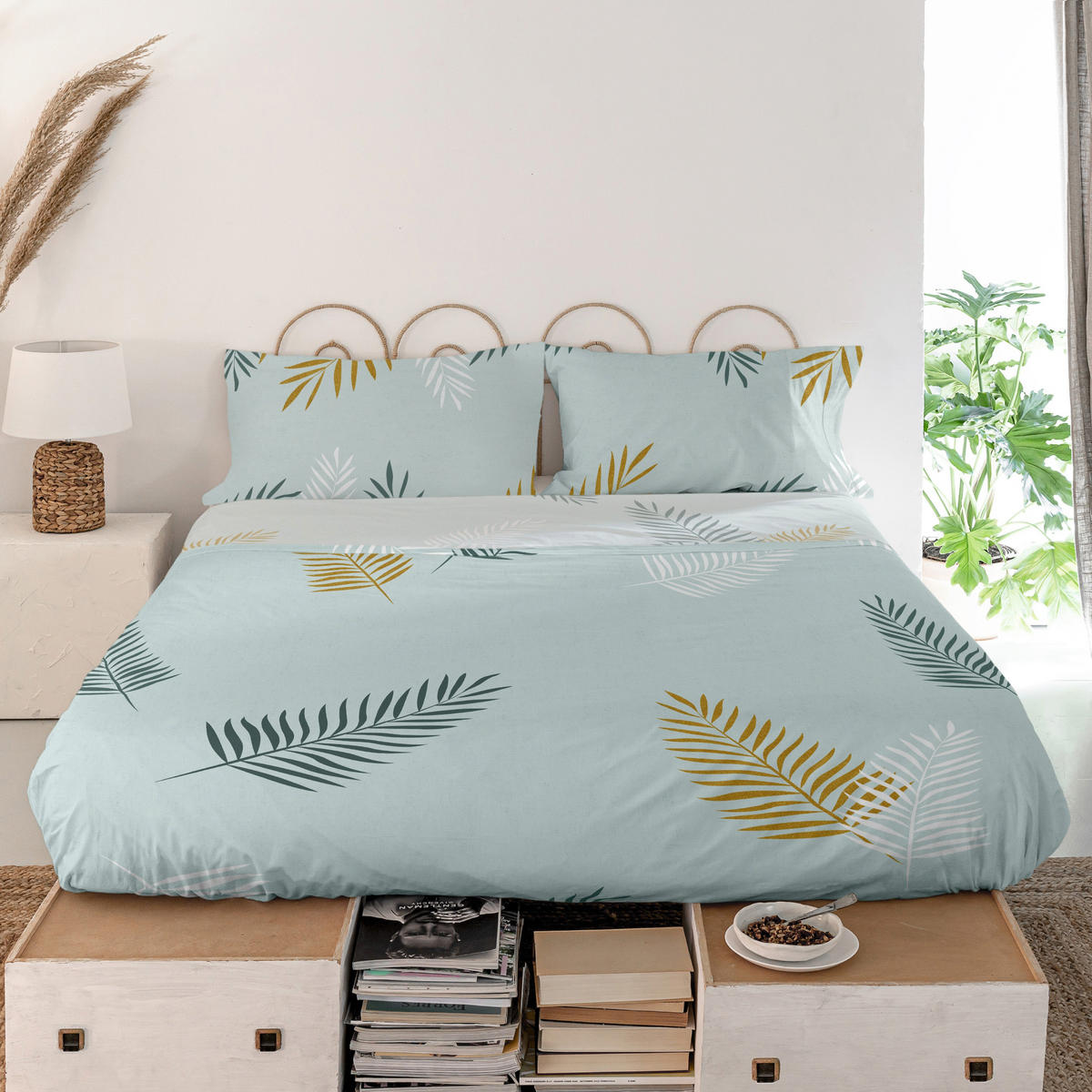 OBERLAKEN Foliage mint 210x270 cm (Komfortgrösse) - Multicolor, Textil (210/270cm) - Happy Friday