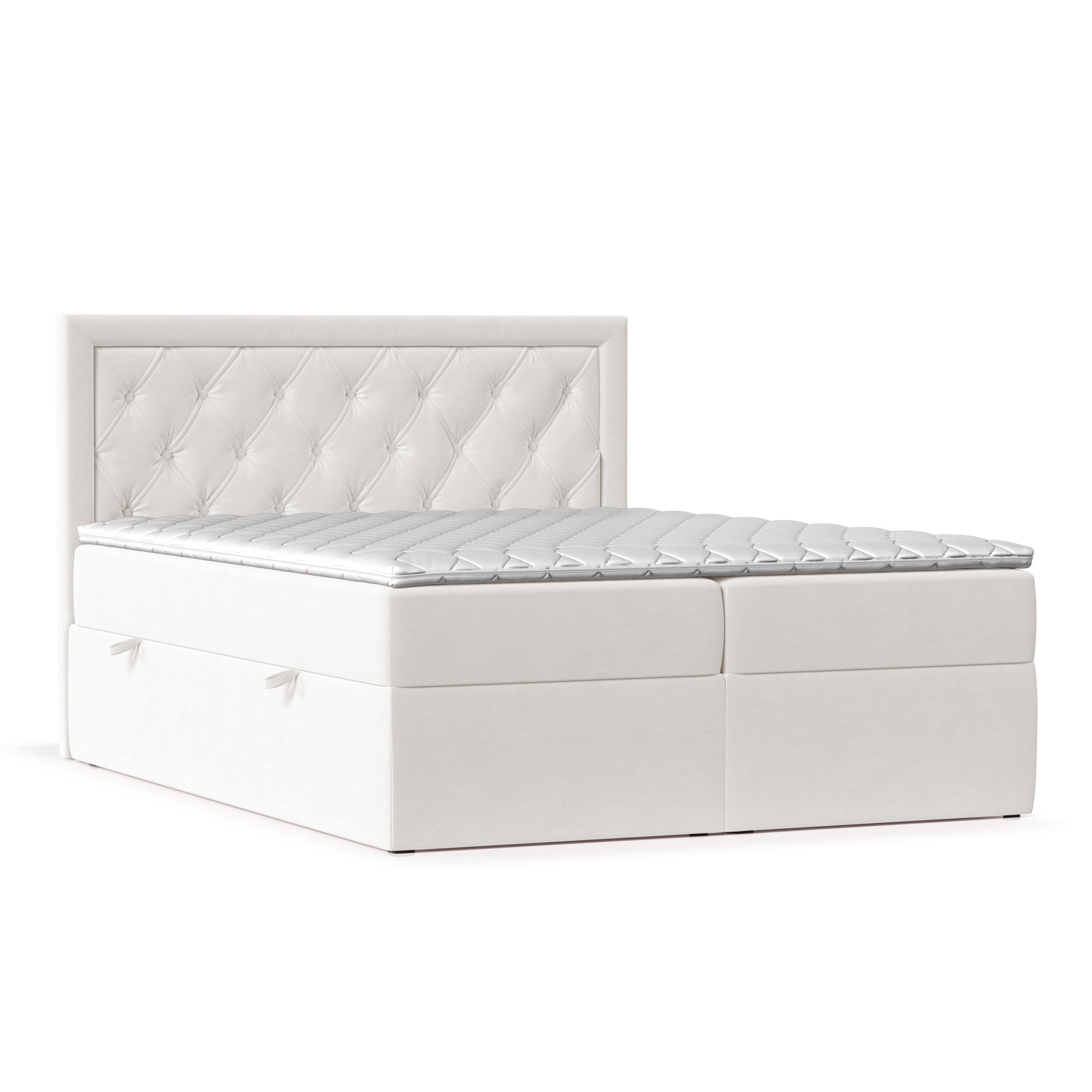 BOXBETT Maestro Weiß 120/200 cm mit Bonellmatratze und Topper - Schwarz/Weiß, Holz/Holzwerkstoff (120/200cm) - Maison de Reve