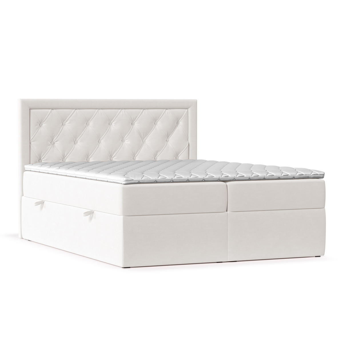 BOXBETT Maestro Weiß 180/200 cm mit Taschenmatratze und Topper - Schwarz/Weiß, Holz/Holzwerkstoff (180/200cm) - Maison de Reve