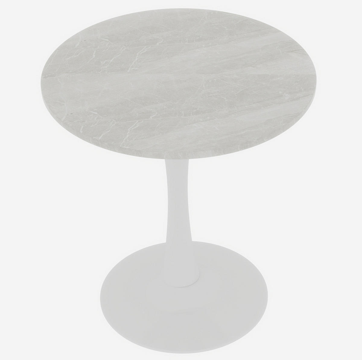 COUCHTISCH 70,1 cm in Weiß aus Kunstmarmor–rundes Design für viele Wohnbereiche - Weiß, Stein (70/70/72cm) - Flora Grace