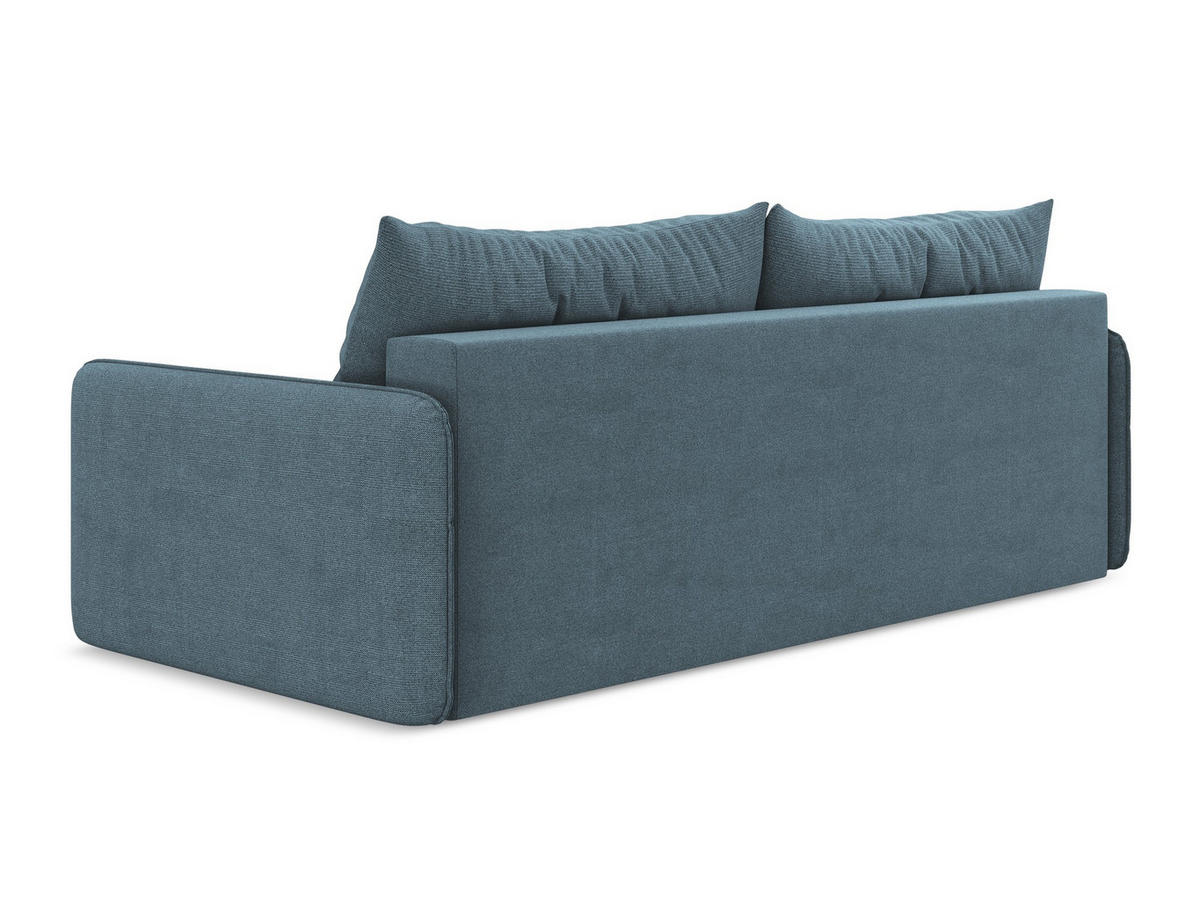 3-SITZER SOFA mit Schlaffunktion Strukturstoff Stoff Blau - Blau/Schwarz, Kunststoff/Textil (216/86/105cm) - Makamii