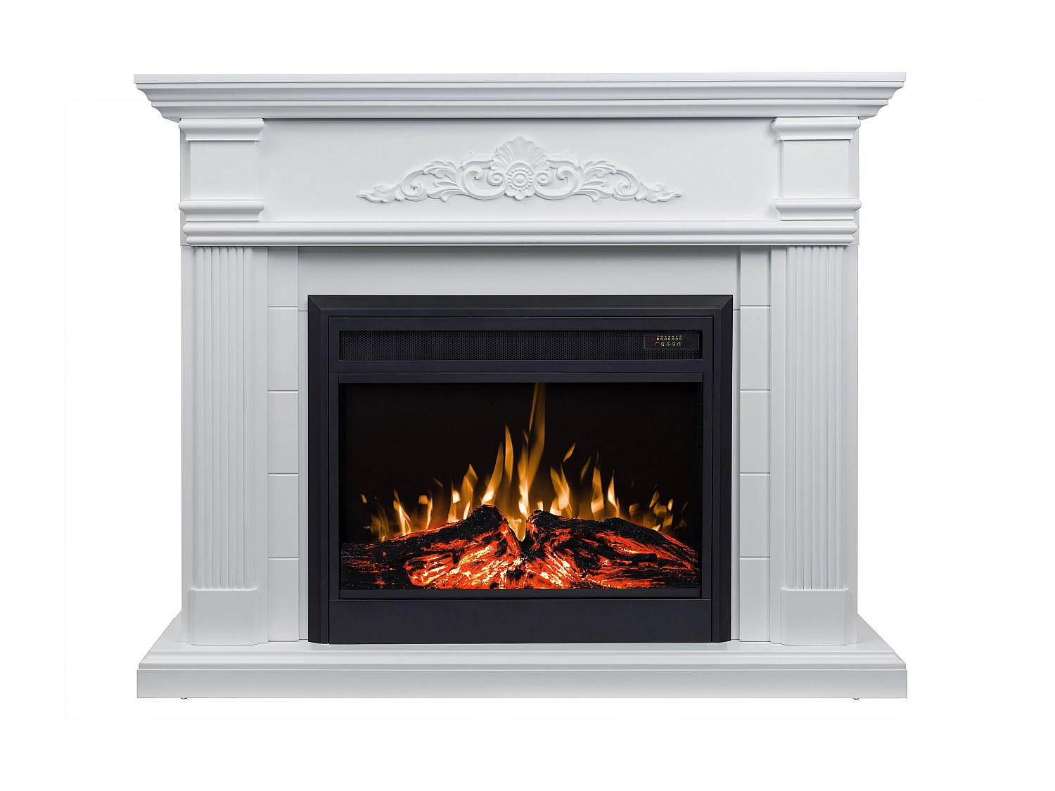 KAMIN - 140 x 37 - glas - weiß Otemanu - Weiß, Glas (140/112/37cm) - Vente-Unique