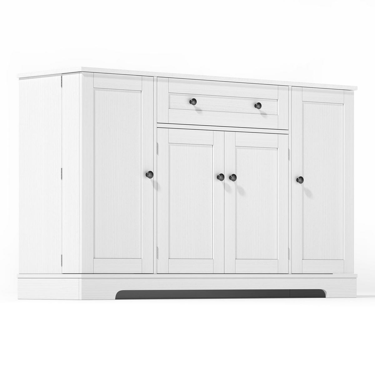 SIDEBOARD 138/40/85 cm Weiß aus MDF mit verstellbaren Einlegeböden - Weiß, Holzwerkstoff (138/85/40cm) - OKWISH