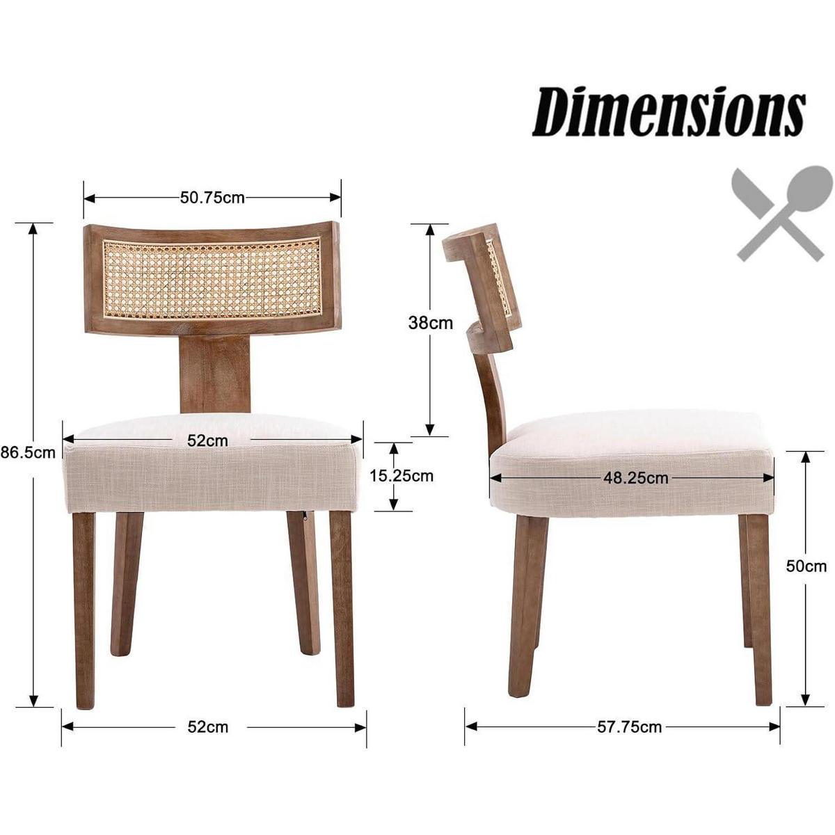 ESSZIMMERSTÜHLE 4er Set Holz Rattan Beige - Beige, Holz (52/87/58cm)