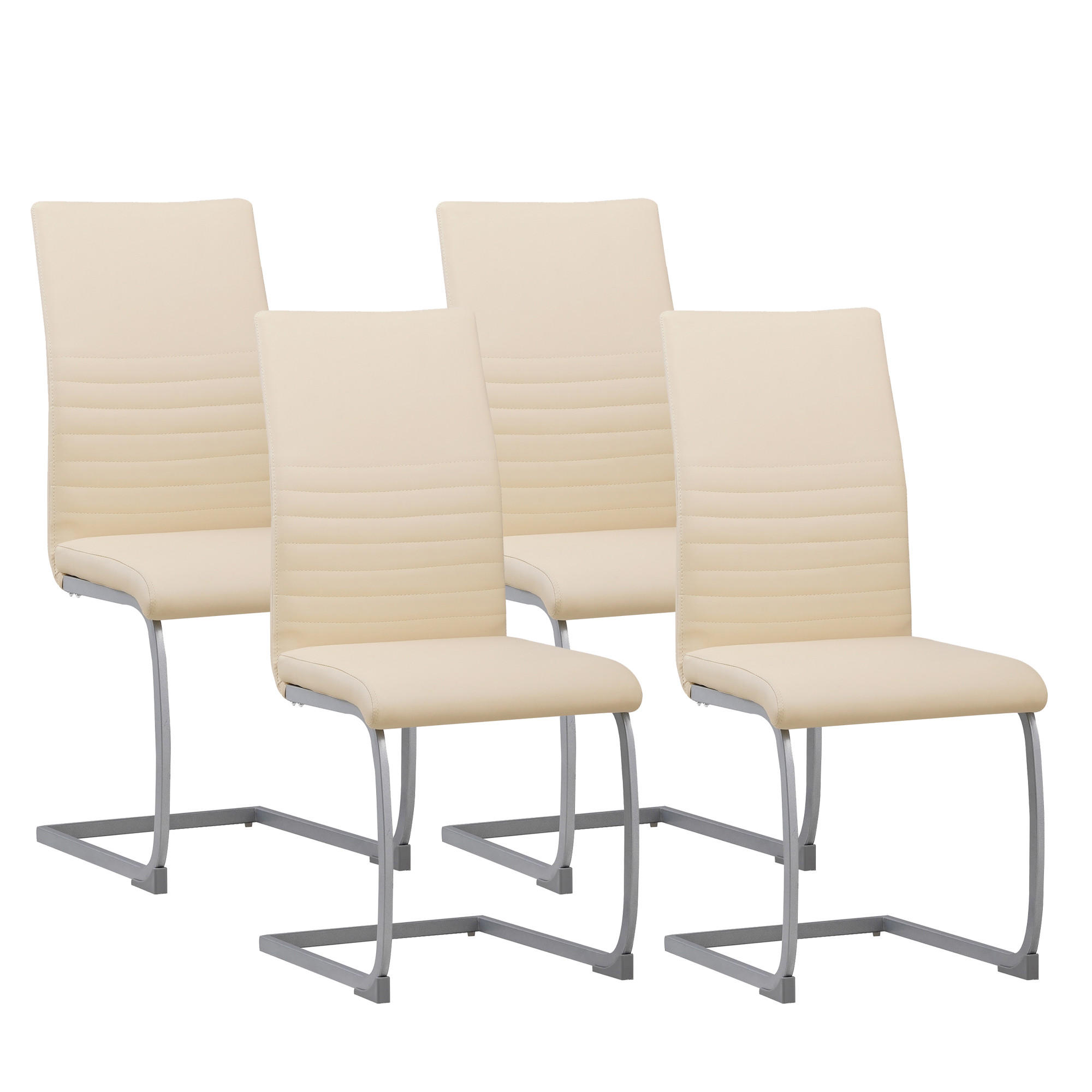 FREISCHWINGER MURANO, 4er Set, beige, kunstleder - Beige, Metall (45/99/59cm) - Albatros