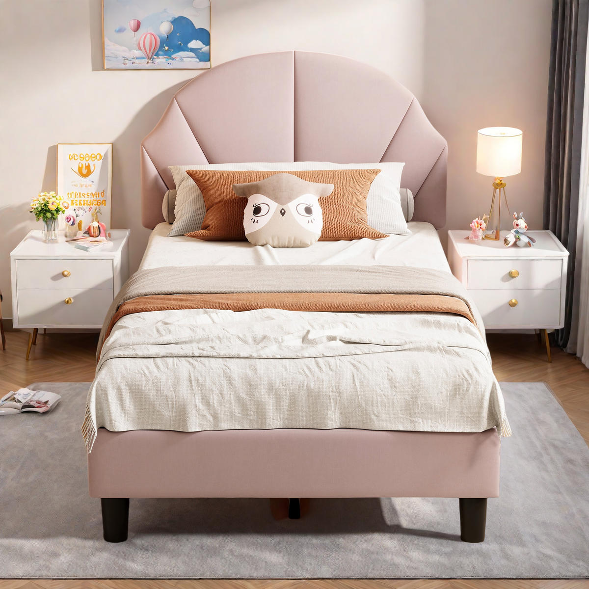 POLSTERBETT 90/200 cm Rosa mit gepolstertem Kopfteil - Rosa, Holz (90/200cm) - SHOPENTRA