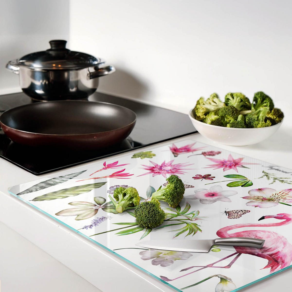 GLASPLATTE 60x52 cm Tropische Kollektion - Pink, Glas (60/0.4/52cm) - TULUP