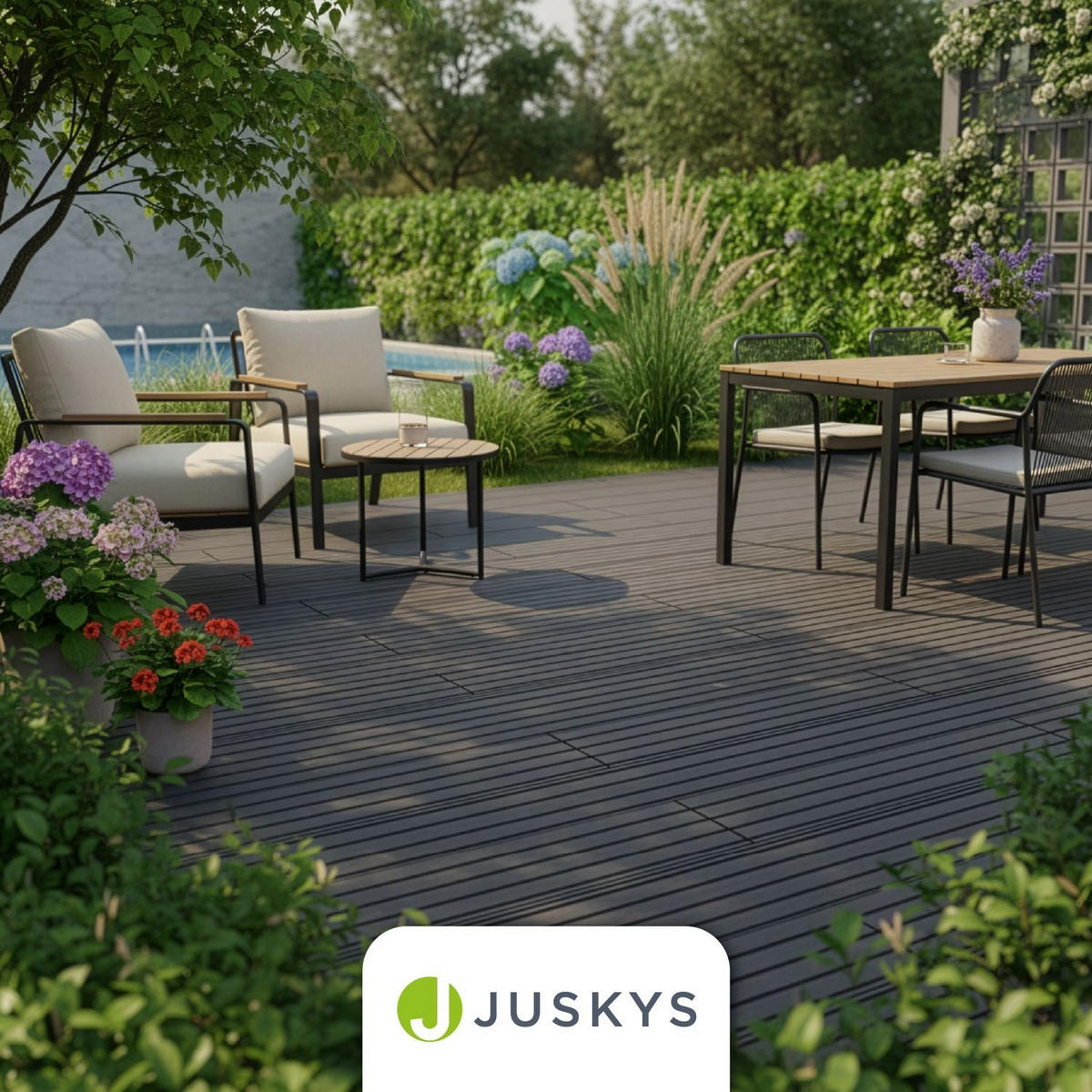 TERRASSENDIELEN WPC Anthrazit 6 m² - Anthrazit, Kunststoff (220/14.6/2.5cm) - Juskys