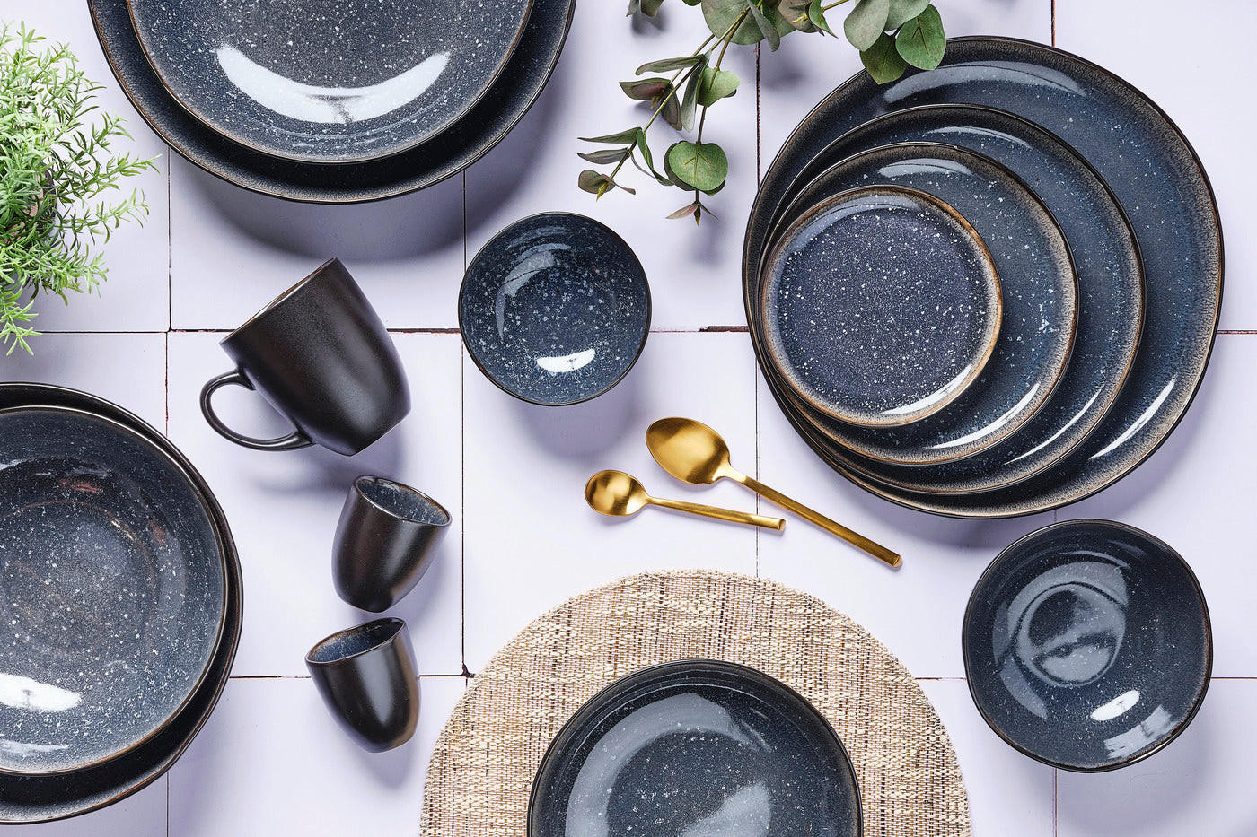 SERVIERPLATTEN Iris Ø32cm - 2er-Set - Nachtblau - Blau, Keramik (32/3.5/32cm) - Björn