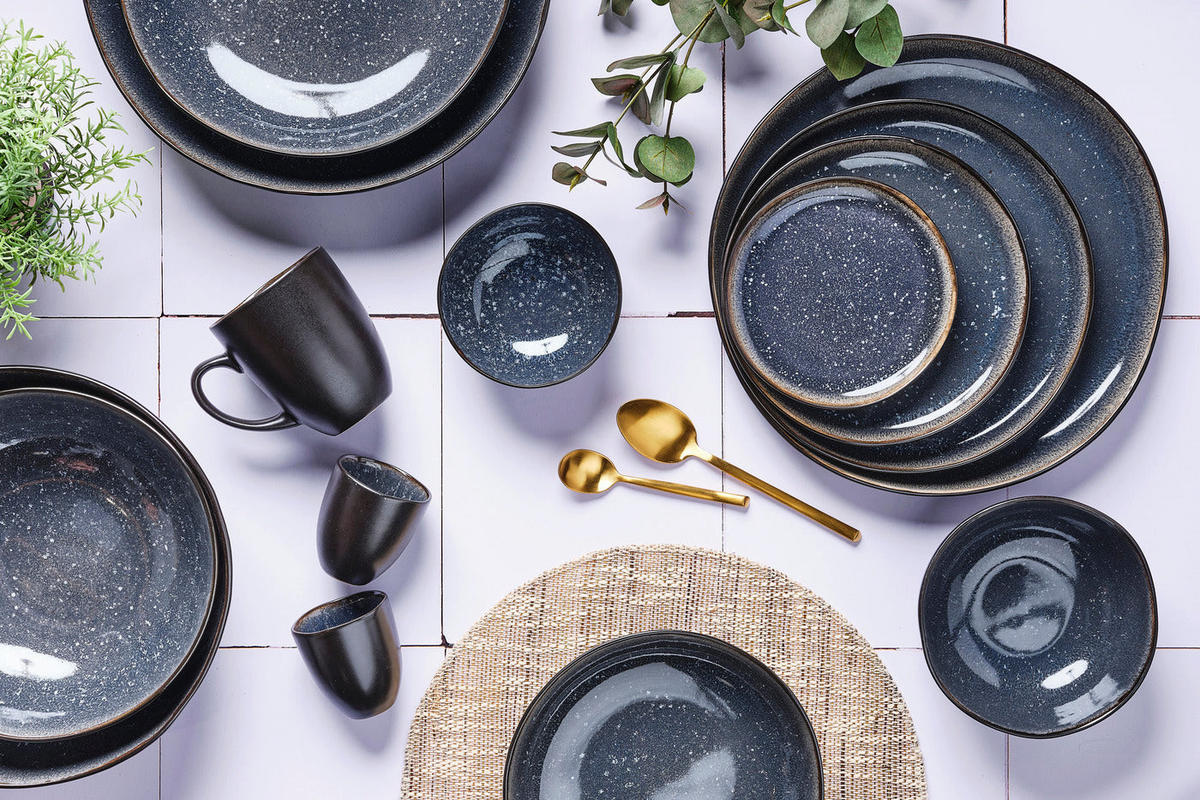 SERVIERPLATTEN Iris Ø32cm - 2er-Set - Nachtblau - Blau, Keramik (32/3.5/32cm) - Björn