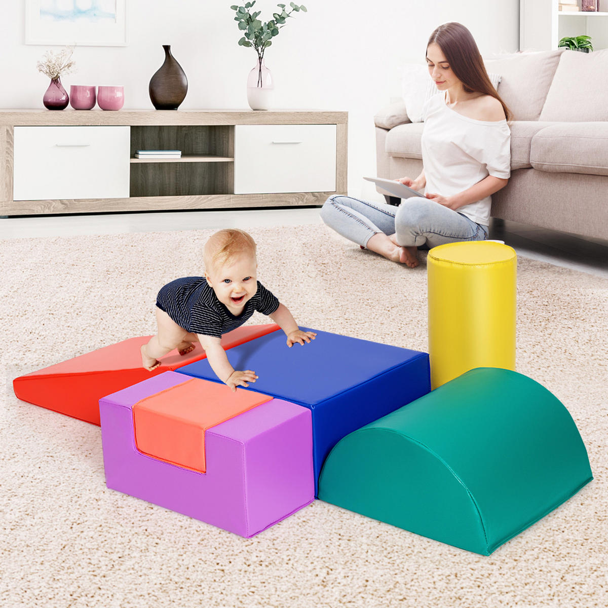 SCHAUMSTOFFBLOCK Farbig (5-teilig) - Multicolor, Kunststoff (40/20/40cm) - COSTWAY