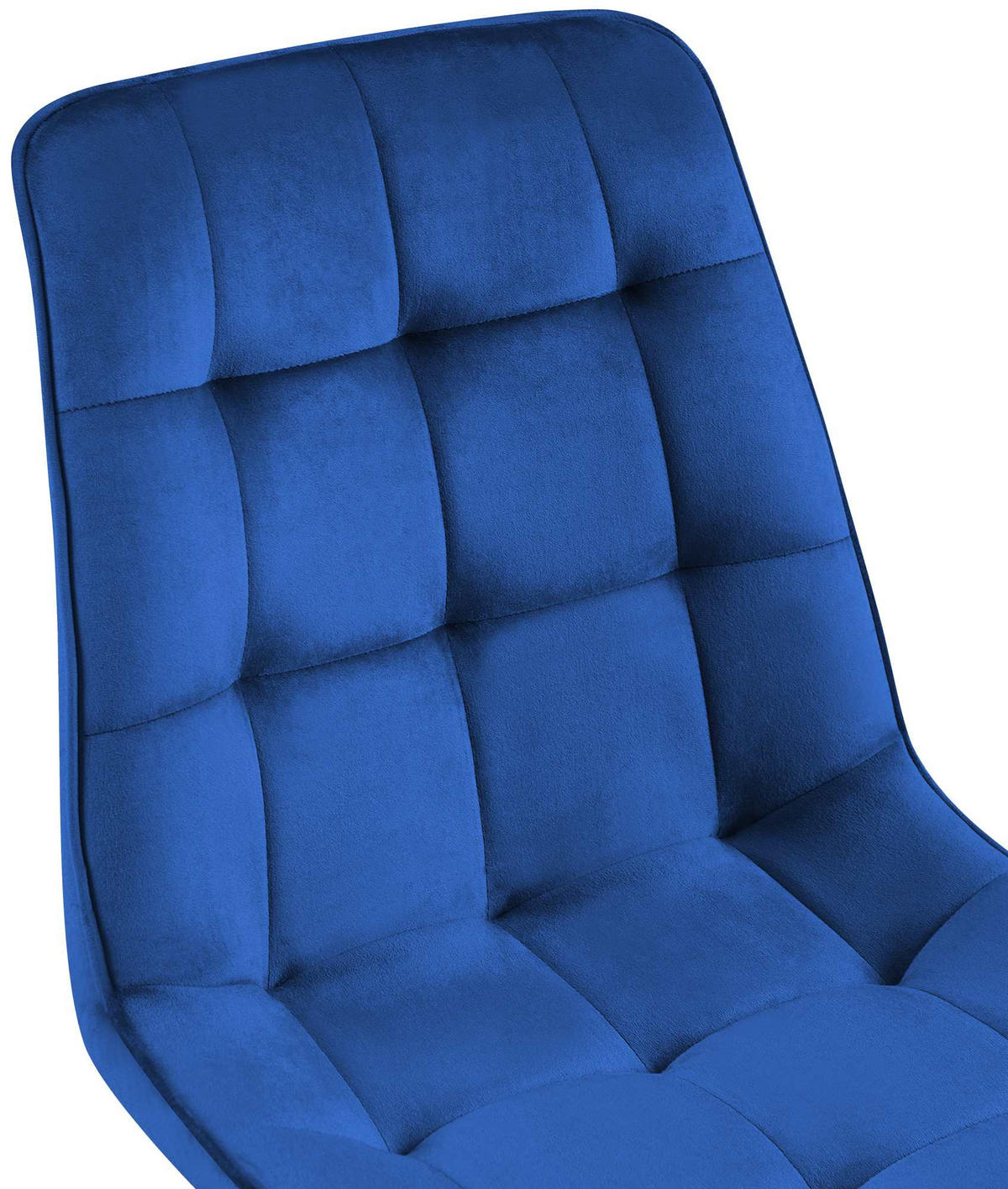 STUHL 2er Set Samt Dunkelblau - Schwarz/Dunkelblau, Textil/Metall (47/89/61cm) - CLP