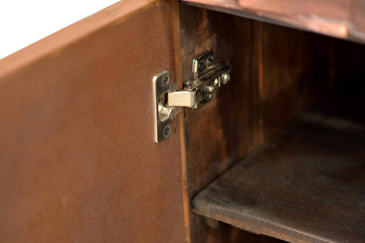 SIDEBOARD aus Mangoholz und Bronze - Dunkelbraun, Holz (42/80/170cm) - Giner y Colomer