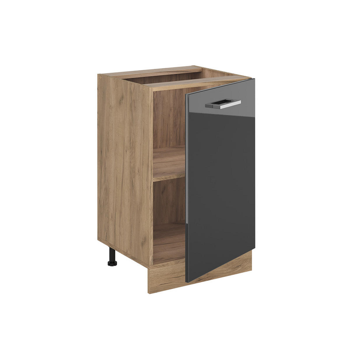 KÜCHENUNTERSCHRANK R-Line, Anthrazit Hochglanz/Goldkraft Eiche, 50 cm Arbeitsplatte Marmor - Honigeiche/Schwarz Hochglanz, Holzwerkstoff (50/600/60cm) - Vicco