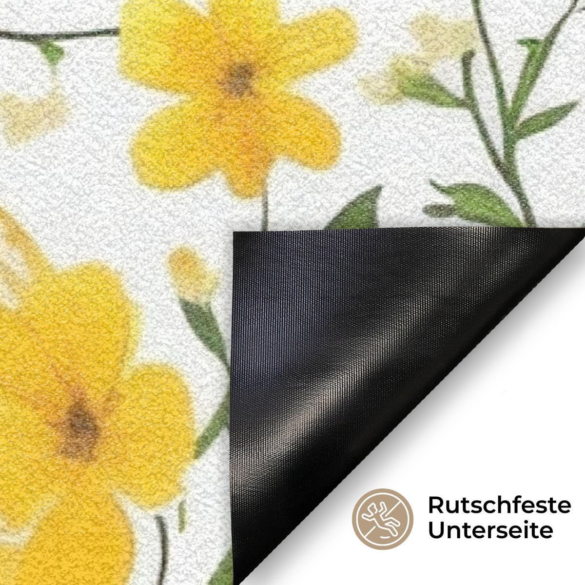 FUSSMATTE Blumen - Ostereier - Gelb 90x60 cm - Gelb, Kunststoff (60/90cm) - MuchoWow