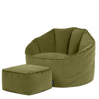 SITZSACK-SESSEL Sirena mit Hocker - Olivgrün, Textil (77/64/74cm) - icon