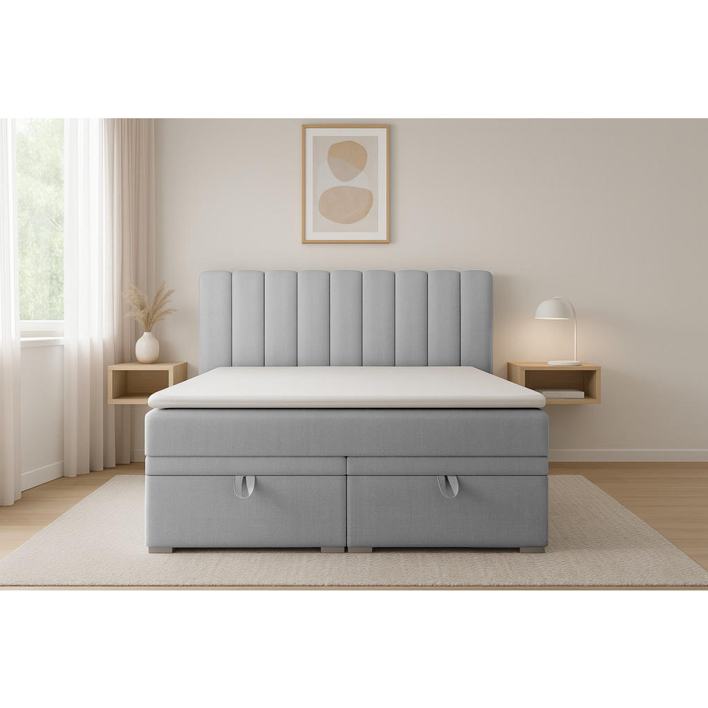 Thumbnail - Deine Möbel 24 Boxbett, Hellgrau, Textil, H4, 180x200 cm, Schlafzimmer, Betten, Boxspringbetten