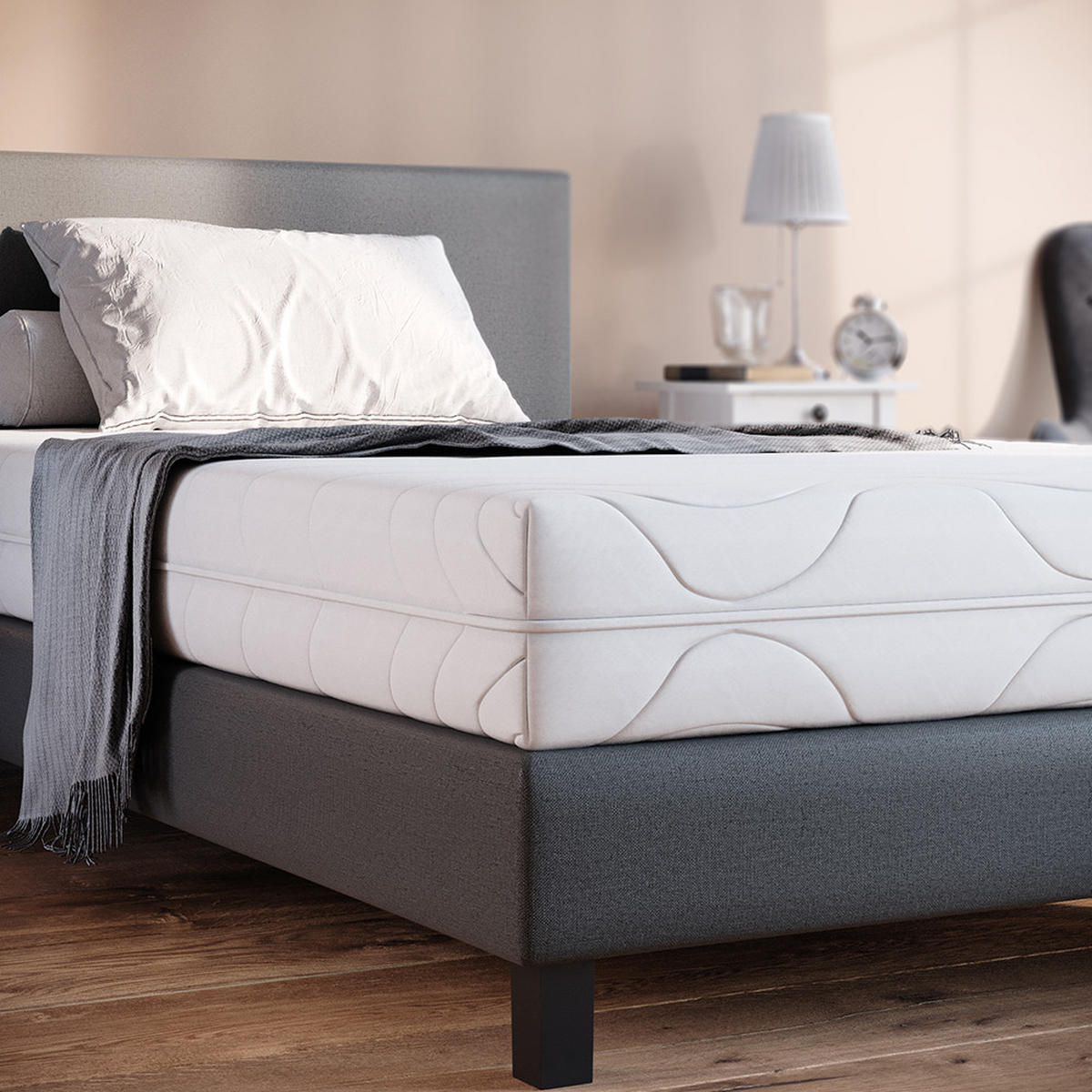 KALTSCHAUMMATRATZE Weiß 140 x 200 cm 20cm Höhe - Weiß, Textil - VitaliSpa