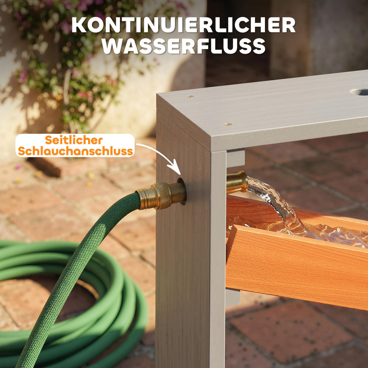 SAND-WASSERSPIELTISCH DE-10550 mit Wasserbahn & 2 Becken Grau - Grau, Metall (75/34.5/105cm) - ComfortXL