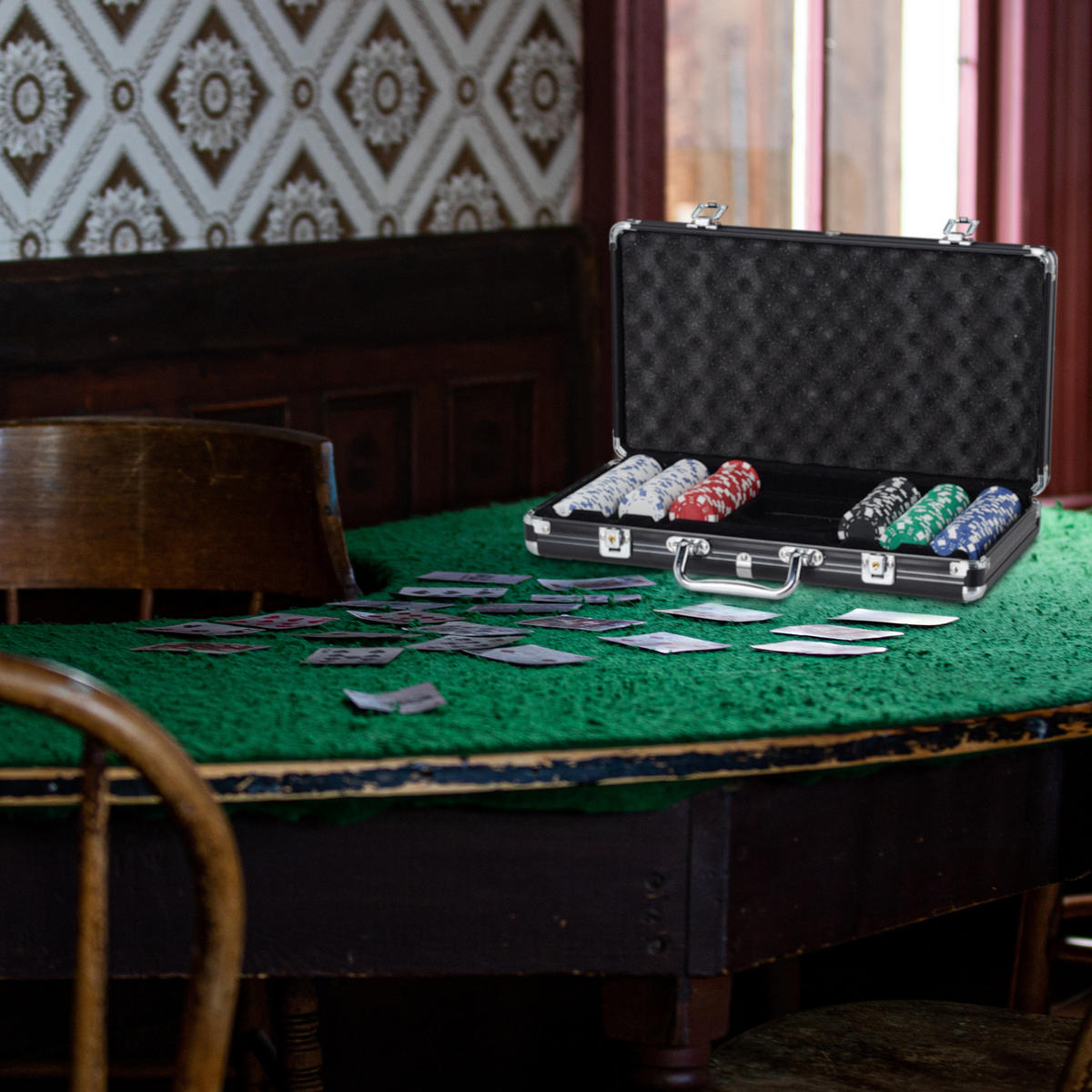 POKERKOFFER - Schwarz, Kunststoff/Metall (39/6.5cm) - Relaxdays