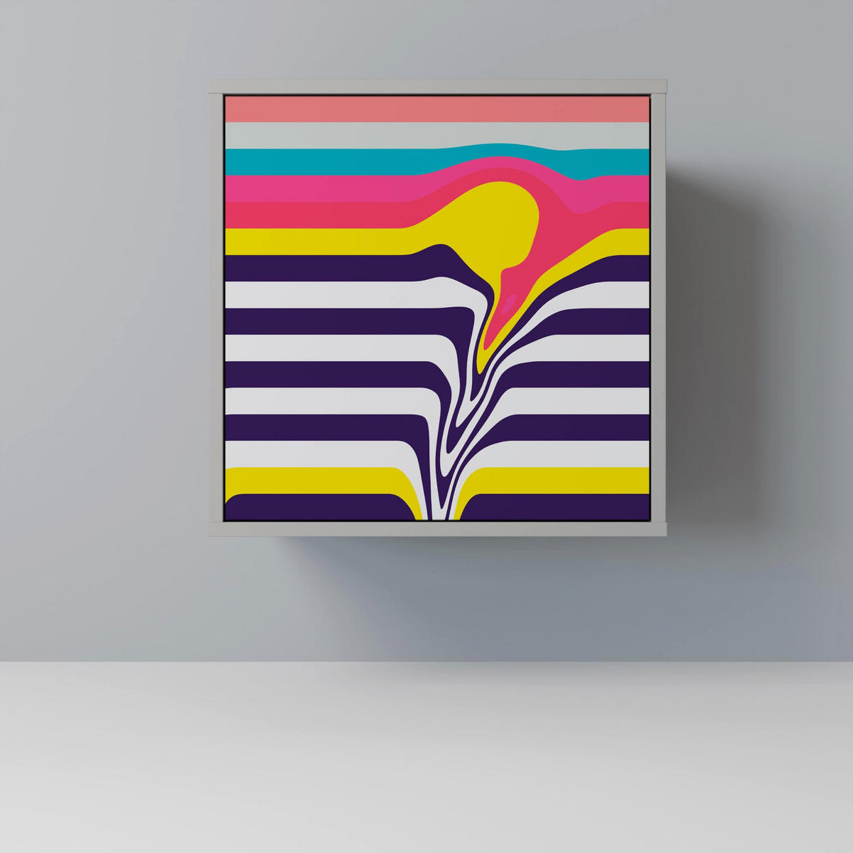 SIDEBOARD TONE COLLAPSE, Grau, 57,5x42x75,5 cm, Goldfarbene Metallfüße - Goldfarben/Multicolor, Holzwerkstoff/Metall (57.5/75.5/42cm) - SpaceRebels
