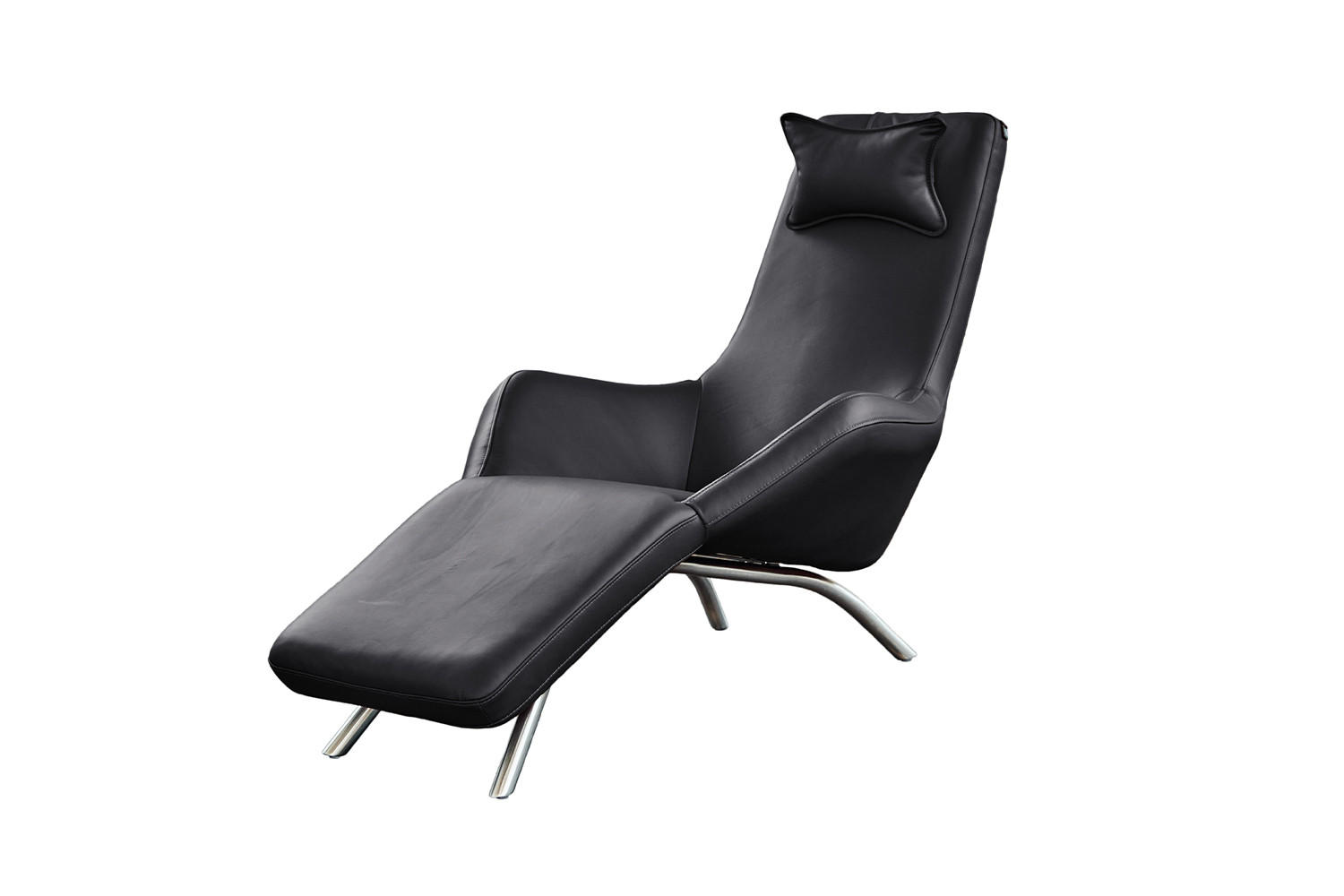 RELAXLIEGE CAVAL Schwarz Leder - Silberfarben/Schwarz, Leder/Metall (79/95/157cm) - KAWOLA