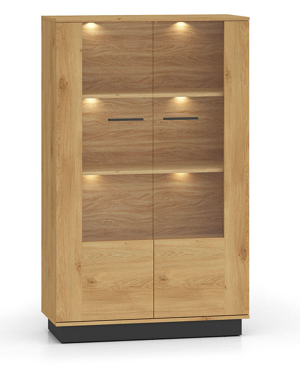 VITRINE Modesto Eiche Style hell / Schwarz 92 / 40 / 149 cm - Hellbraun/Eichefarben, Holz/Holzwerkstoff (92/149/40cm) - Feldmann-Wohnen