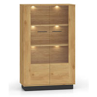 VITRINE Modesto Eiche Style hell / Schwarz 92 / 40 / 149 cm - Hellbraun/Eichefarben, Holz/Holzwerkstoff (92/149/40cm) - Feldmann-Wohnen