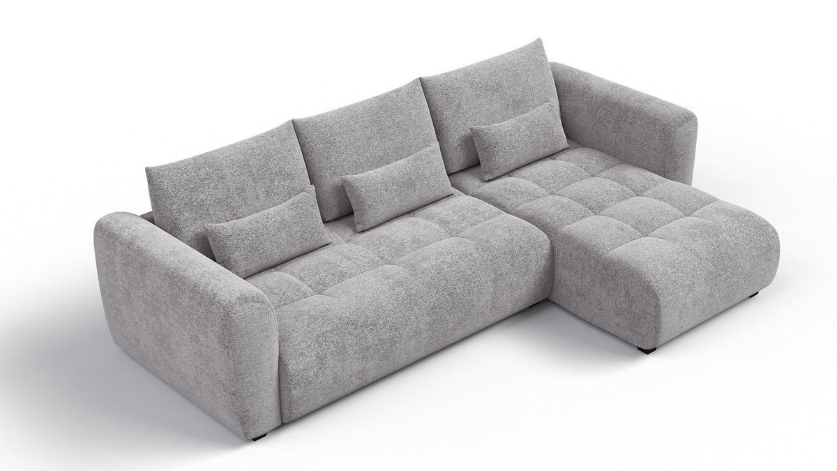 ECKSOFA SORENO 4-Sitzer, platingrau - Schwarz/Grau, Holz/Textil (293/171cm) - Courtois Laville