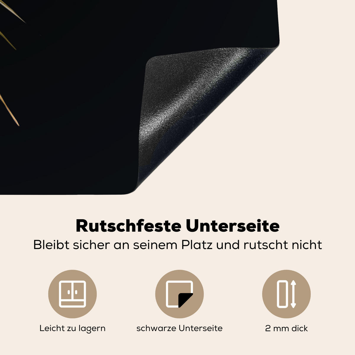 HERDABDECKPLATTE Blätter - Pflanzen - Gold - Schwarz - Luxus 78x78 cm - Goldfarben, Kunststoff (78/78/0.2cm) - MuchoWow
