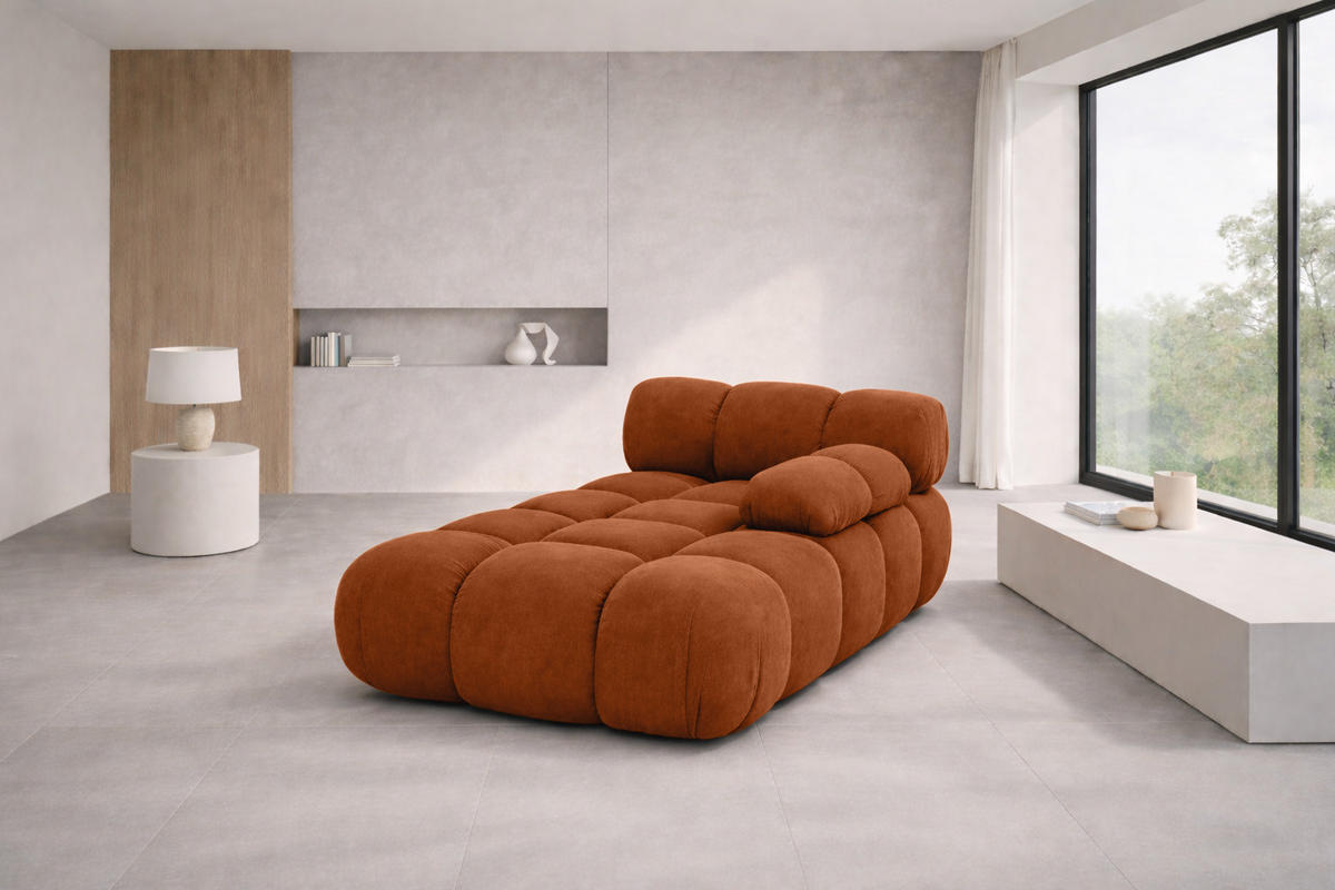 CHAISELONGUE Modular, Veloursstoff Salvador, Braun, Rechts, Selia - Braun, Holz (95/70/160cm) - Kaiser Möbel