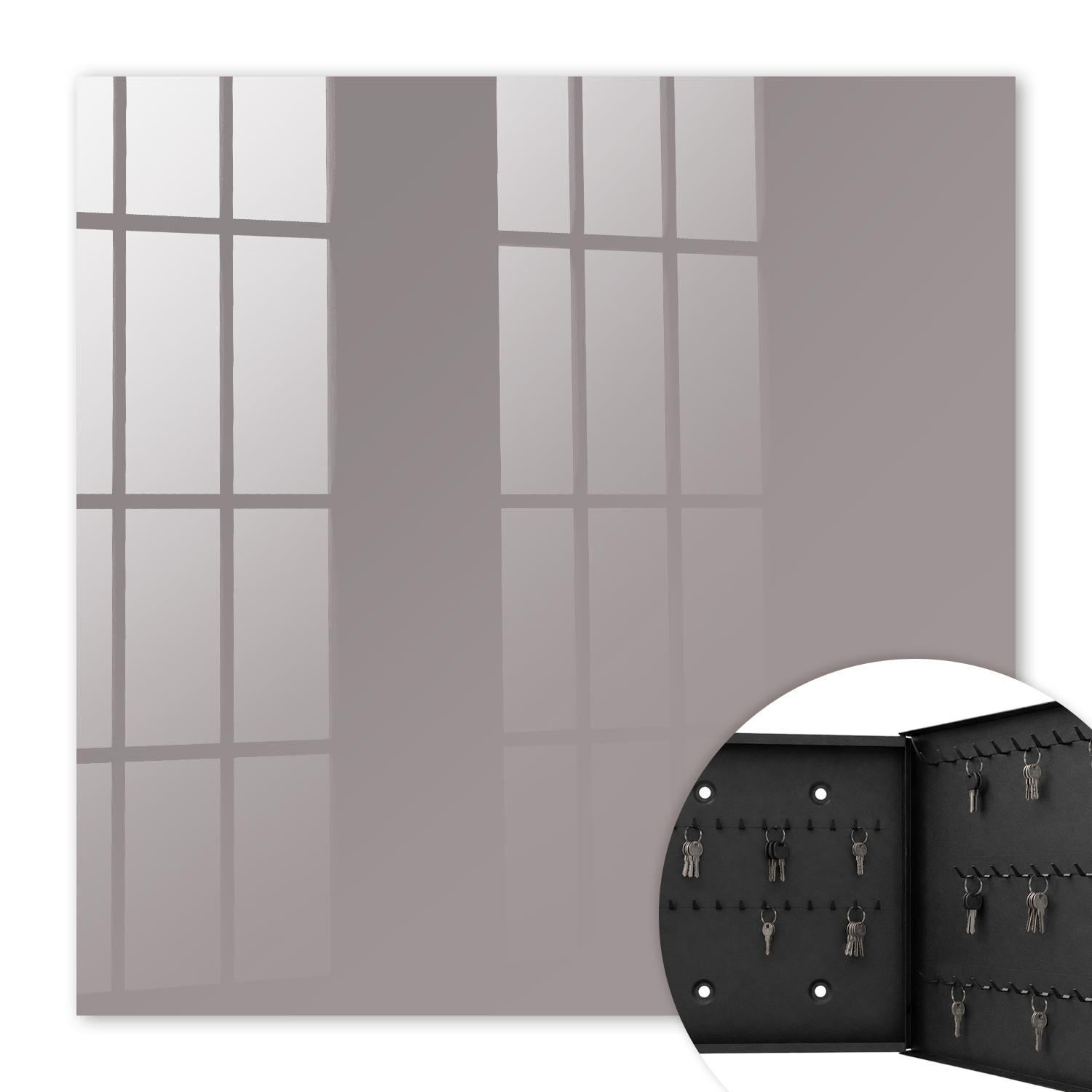 SCHLÜSSELBOX Schwarz 30x30 cm- Türöffnung nach rechts - Aschgrau - Grau, Metall (30/30/5cm) - TULUP