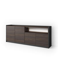 SIDEBOARD, Dunkler Eiche und Schwarz, 207/37/80cm, mit Led - Dunkelbraun, Holzwerkstoff (207/80/37cm) - Skraut Home