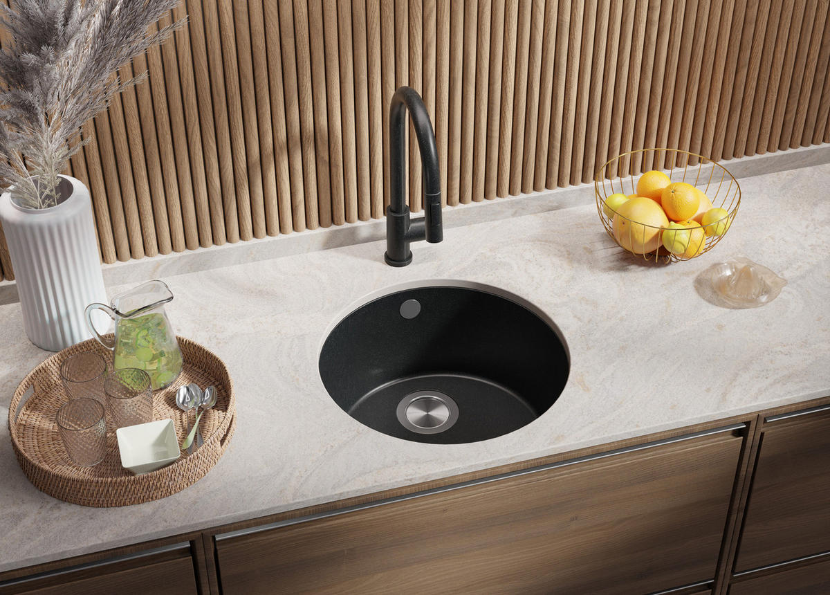 UNTERBAUSPÜLE GRANIT Valletta, 2-er set Anthrazit 46/46 cm 1 Becken + Ablauf-Set ab 50er Unterschrank - Chromfarben/Anthrazit, Kunststoff (46/20/46cm) - Primagran