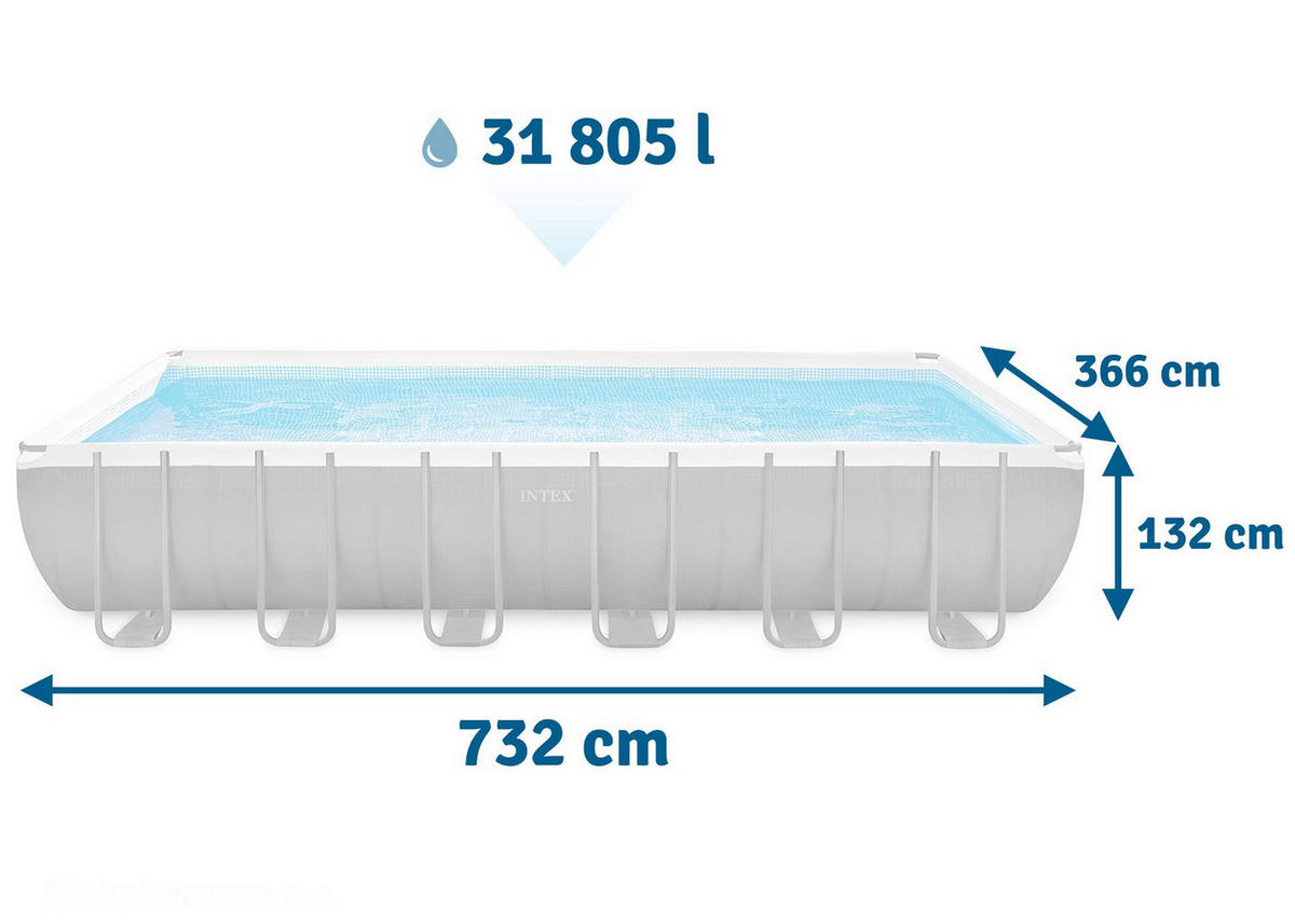 POOL SET 732 x 366 x 132 cm, 9in1 - 26364 - Blau, Textil (732/132/366cm)