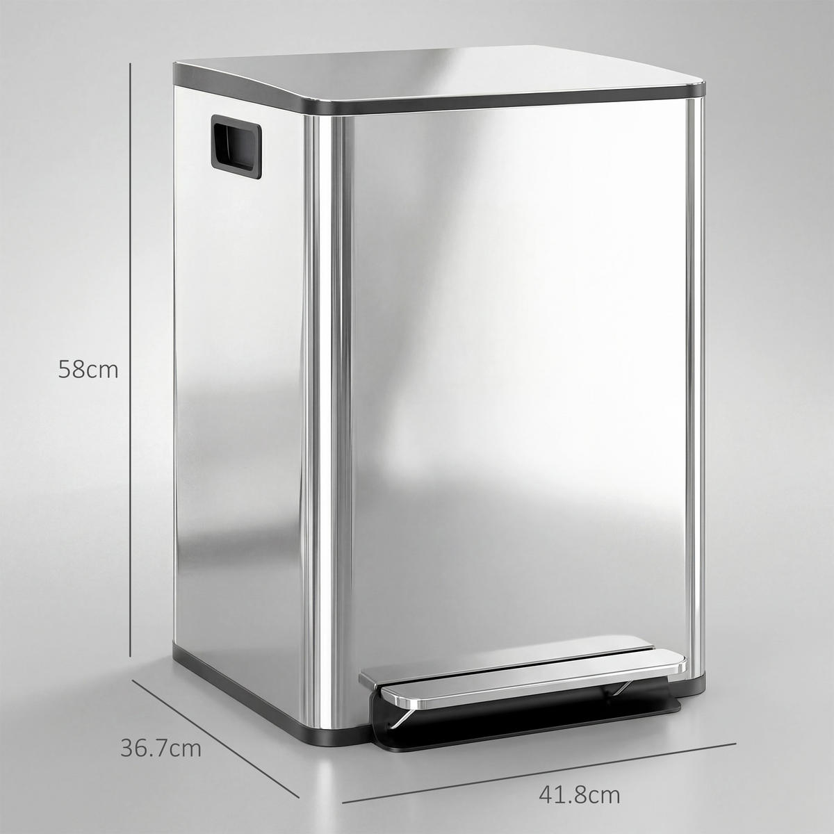 ABFALLEIMER Silberfarben 1 Stück - Silberfarben, Metall (36.7/58/41.8cm) - GiPP
