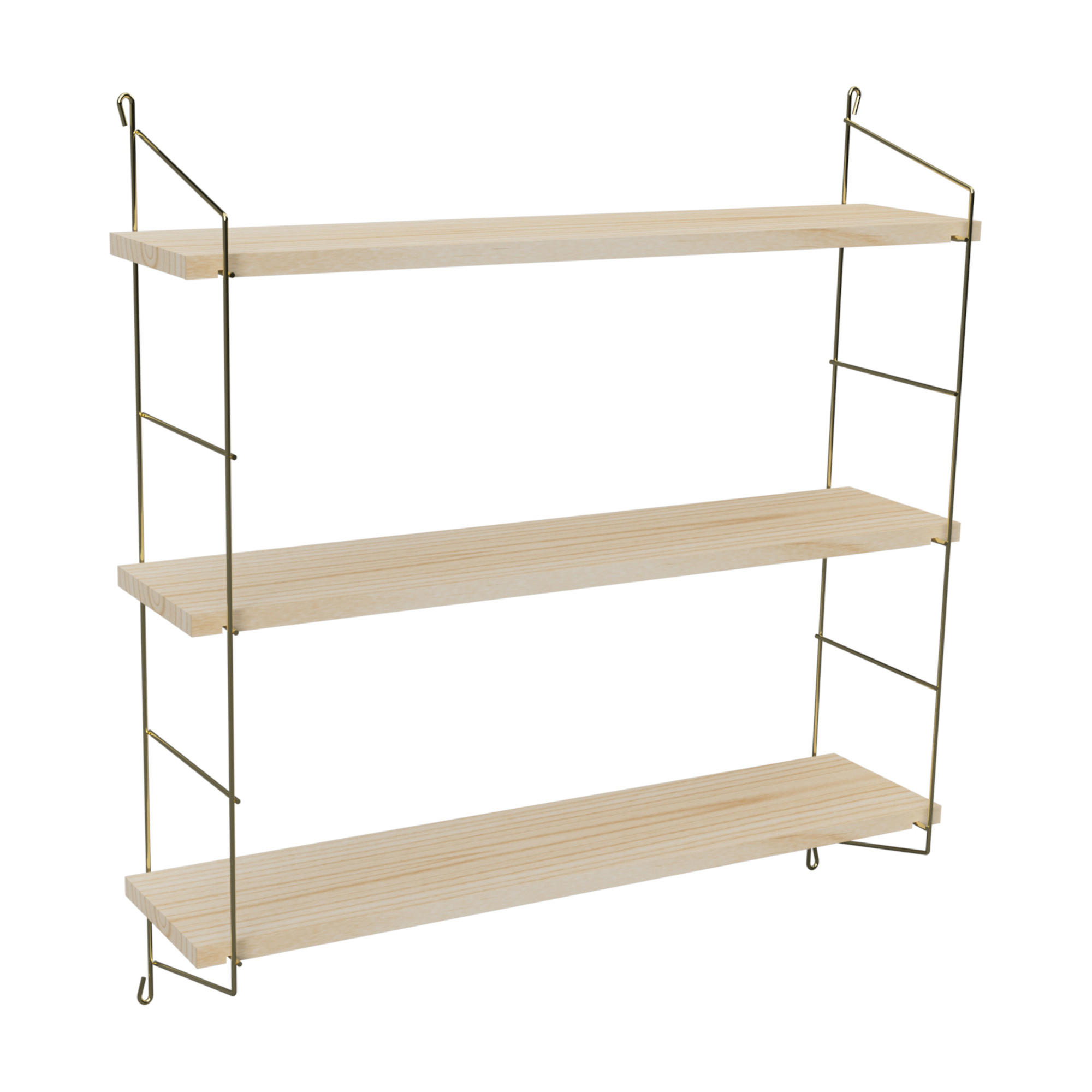 WANDREGAL Myrskylä - Goldfarben/Naturfarben, Holz/Metall (60/59/14cm) - [en.casa]