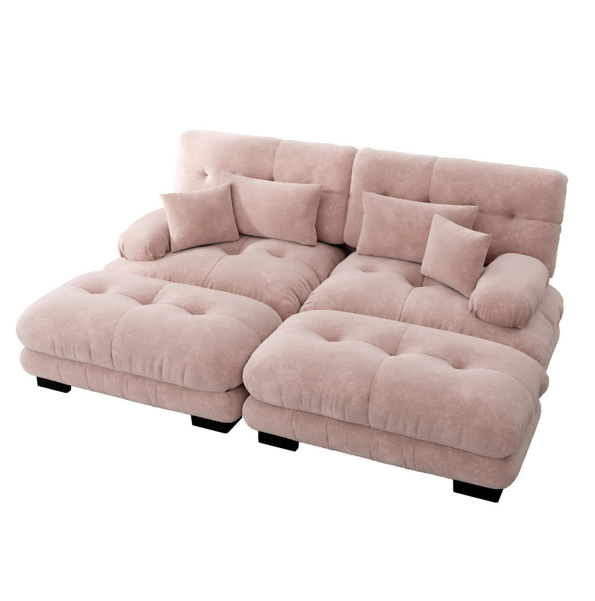 ECKSOFA mit modularem Design, beweglichen Ottomane, Deko- und Lendenkissen aus Chenille, Pink - Pink, Textil (220/145cm) - Redom