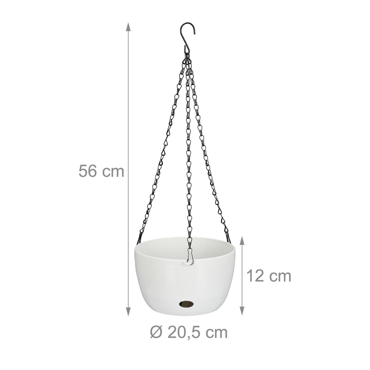 2XBLUMENAMPEL - Weiß, Kunststoff/Metall (56cm) - Relaxdays
