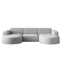ECKSOFA Designer MODENA U STUDIO Stoff Dicker Cord Hellgrau - Hellgrau, Holz (165/299cm) - Kaiser Möbel