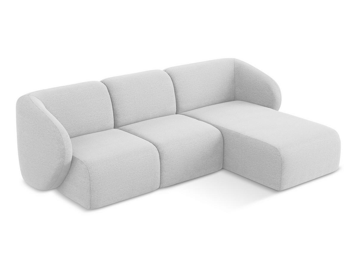 ECKSOFA Rechts Bouclé Stoff Grau - Silberfarben/Schwarz, Holzwerkstoff/Kunststoff (248/166cm) - Makamii