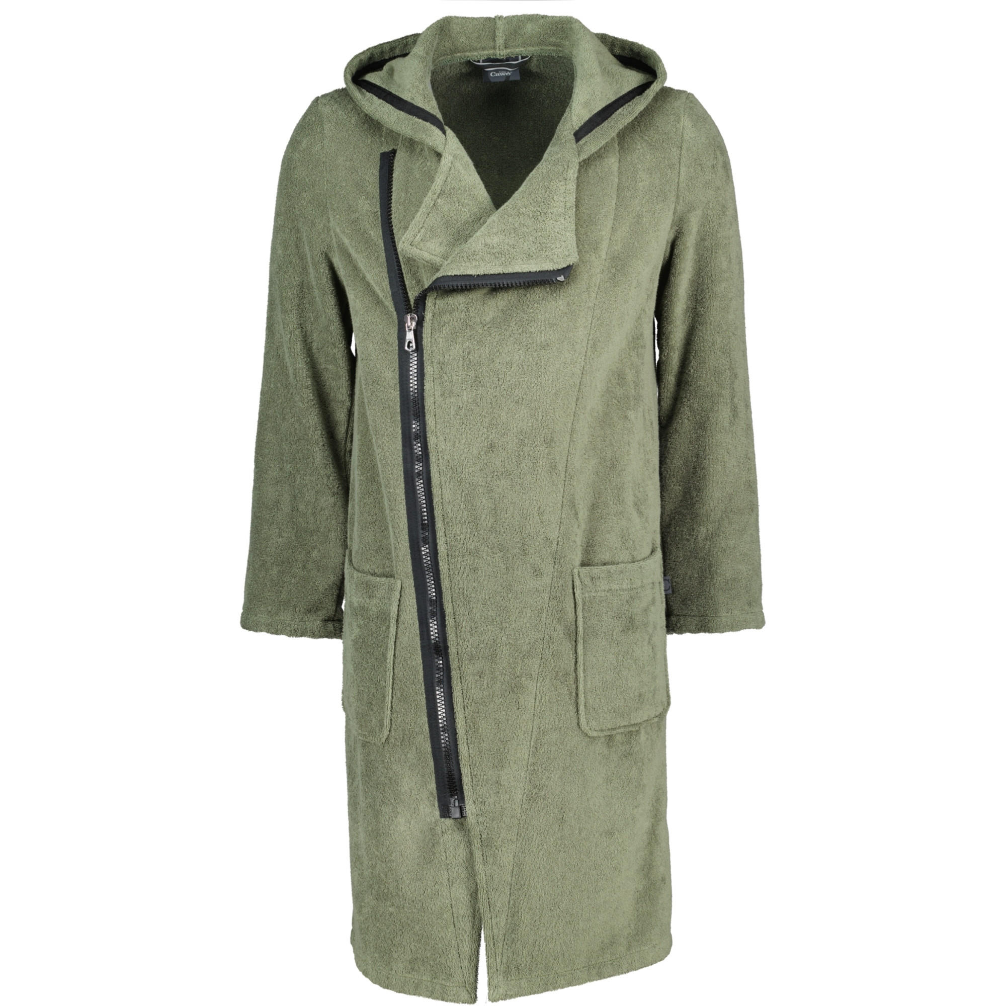 BADEMÄNTEL HERREN KAPUZE NEW ZIPPER 6516 FIELD-SCHWARZ - 453 - Grün, Textil (XLnull) - Cawoe