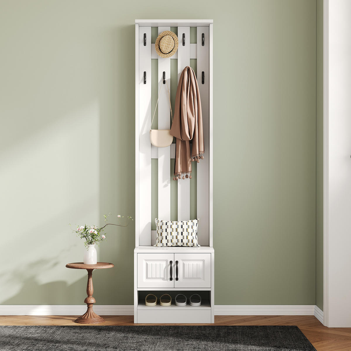 SCHUHSCHRANK aus Spanplatte 50x36x190cm in Weiß mit Kippsicherung - Weiß, Holzwerkstoff (50/190/36cm) - Modfu