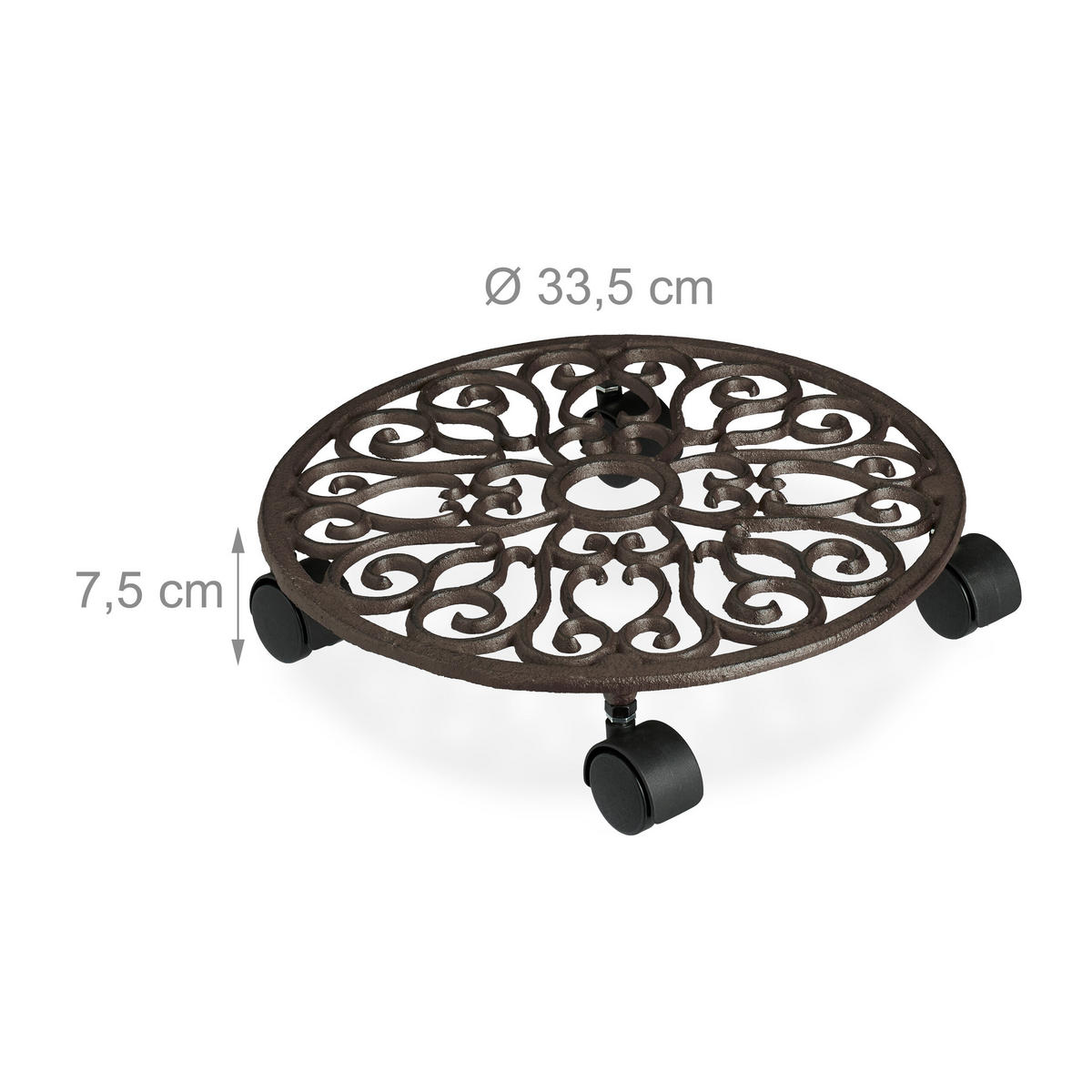 PFLANZENROLLER - Braun, Kunststoff/Metall (33.5/7.5/33.5cm) - Relaxdays