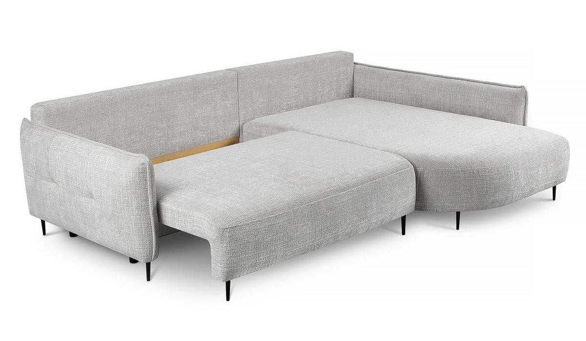 ECKSOFA Oblivio Hellgrau Chenille - Hellgrau/Schwarz, Textil/Metall (285/200cm) - Selsey