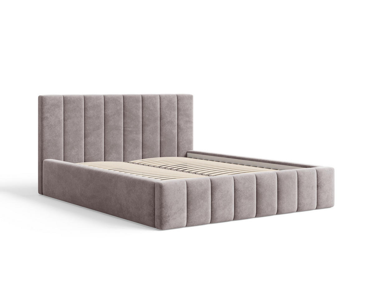 POLSTERBETT 01 180 x 200 cm – Flow – Bett mit Federmechanismus und Stauraum - Taupe, Holz (180/200cm) - ROYAL24_MARKT