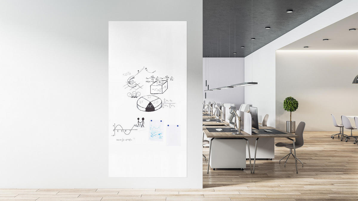 MAGNETPLATTE rahmenloses SLIMboard - Magnetisches trocken abwischbares Whiteboard 240x120 cm - Weiß, Metall (240/120/0.3cm) - ALLboards
