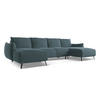 WOHNLANDSCHAFT Samt Stoff Blau - Blau/Petrol, Textil/Metall (317/86/162cm) - Makamii