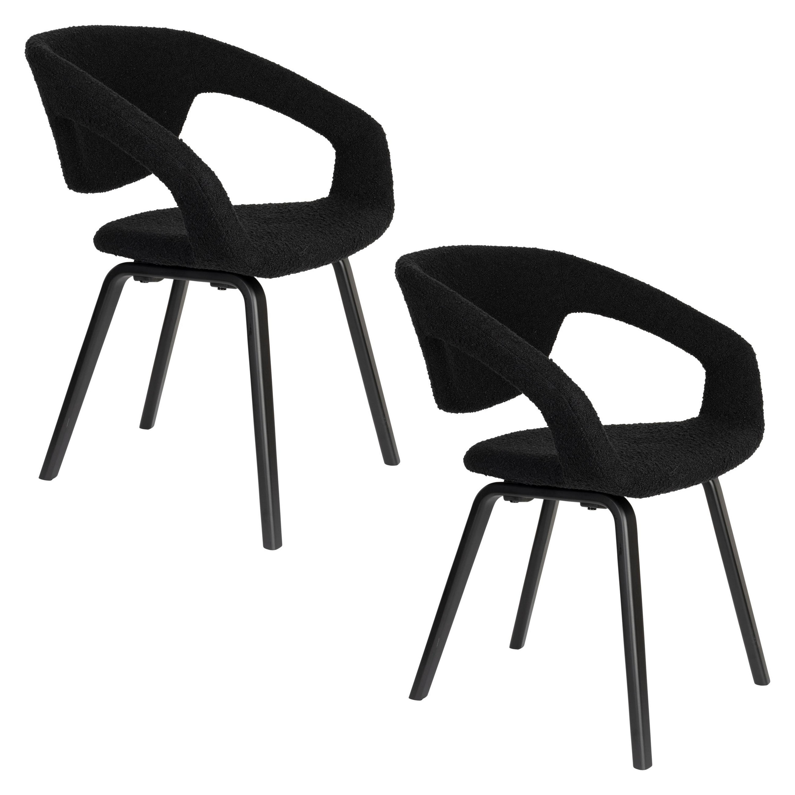ESSZIMMERSTUHL Flexback Schwarz - 2 er Set - Schwarz, Holz (64/79/57cm) - Zuiver