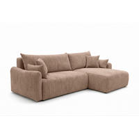 ECKSOFA Mit Schlaffunktion, Cordstoff Tilia, Braun, Rechts, JAPANDI - Braun, Holz (262/145cm) - Kaiser Möbel